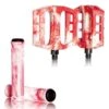 Pack DEMOLITION Pédales + Poignées Flangeless Blanc-Rouge -BRN Soldes pack demolition pedales poignees flangeless blanc rouge