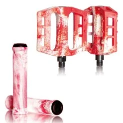 Pack DEMOLITION Pédales + Poignées Flangeless Blanc-Rouge