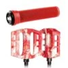 Pack DEMOLITION Pédales Trooper Rouge-blanc + Poignées ODI Longneck Rouge -BRN Soldes pack demolition pedales trooper rouge blanc poignees odi longneck rouge