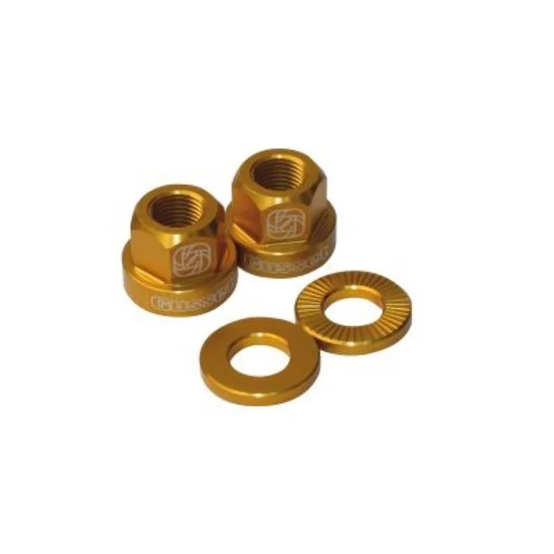 Paire D'écrous GUSSET Pour Axe 14mm Or 3 Paire D'écrous GUSSET Pour Axe 14mm Or