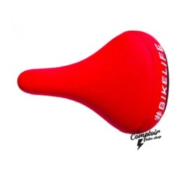 Selle BIKELIFE Rouge Logo Blanc -BRN Soldes selle bikelife rouge logo blanc 3